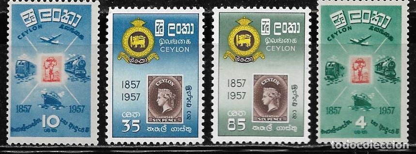 Sellos: CEILAN 1957, SERIE SC 334/37 - CENTENARIO DEL SELLO. MNH.