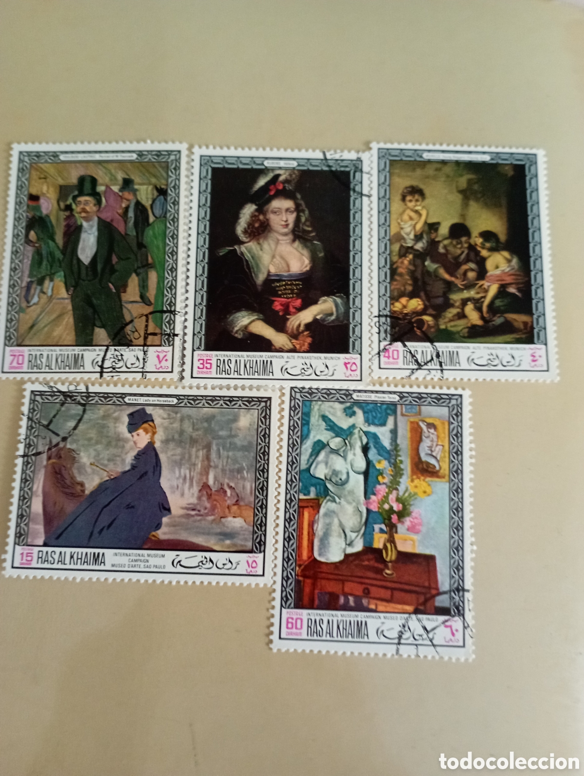Timbres: RAS AL KHAIMA. 5 Pintores universales. Muy buen estado.