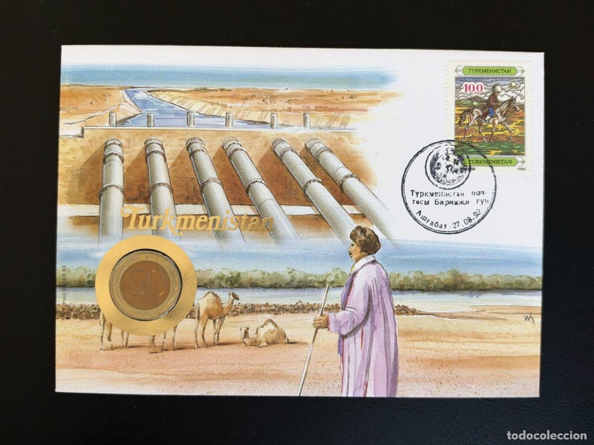 Sellos: Turkmenist&aacute;n Carta Numism&aacute;tica 1992 Philswiss 93 FDC 50 Tenge jinete