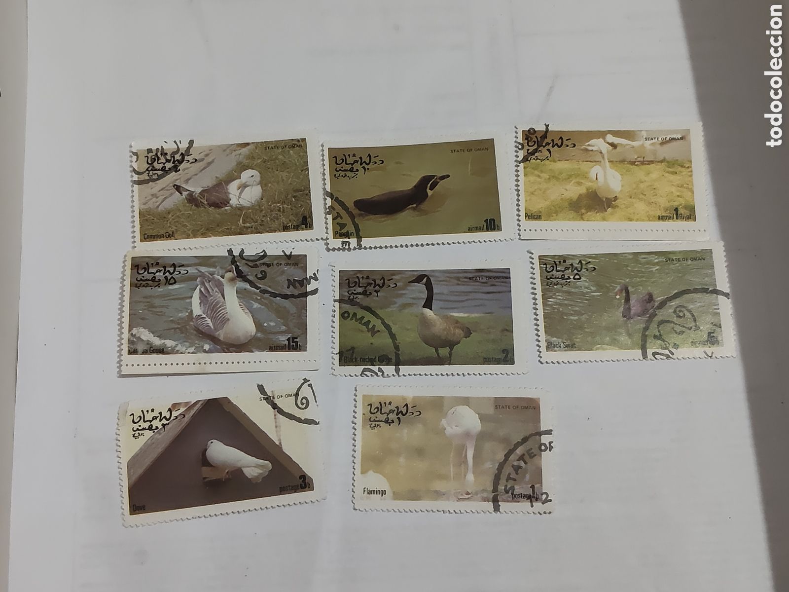 Sellos: 8 sellos del Sultanato de Oman Fauna silvestre Aves acu&aacute;ticas