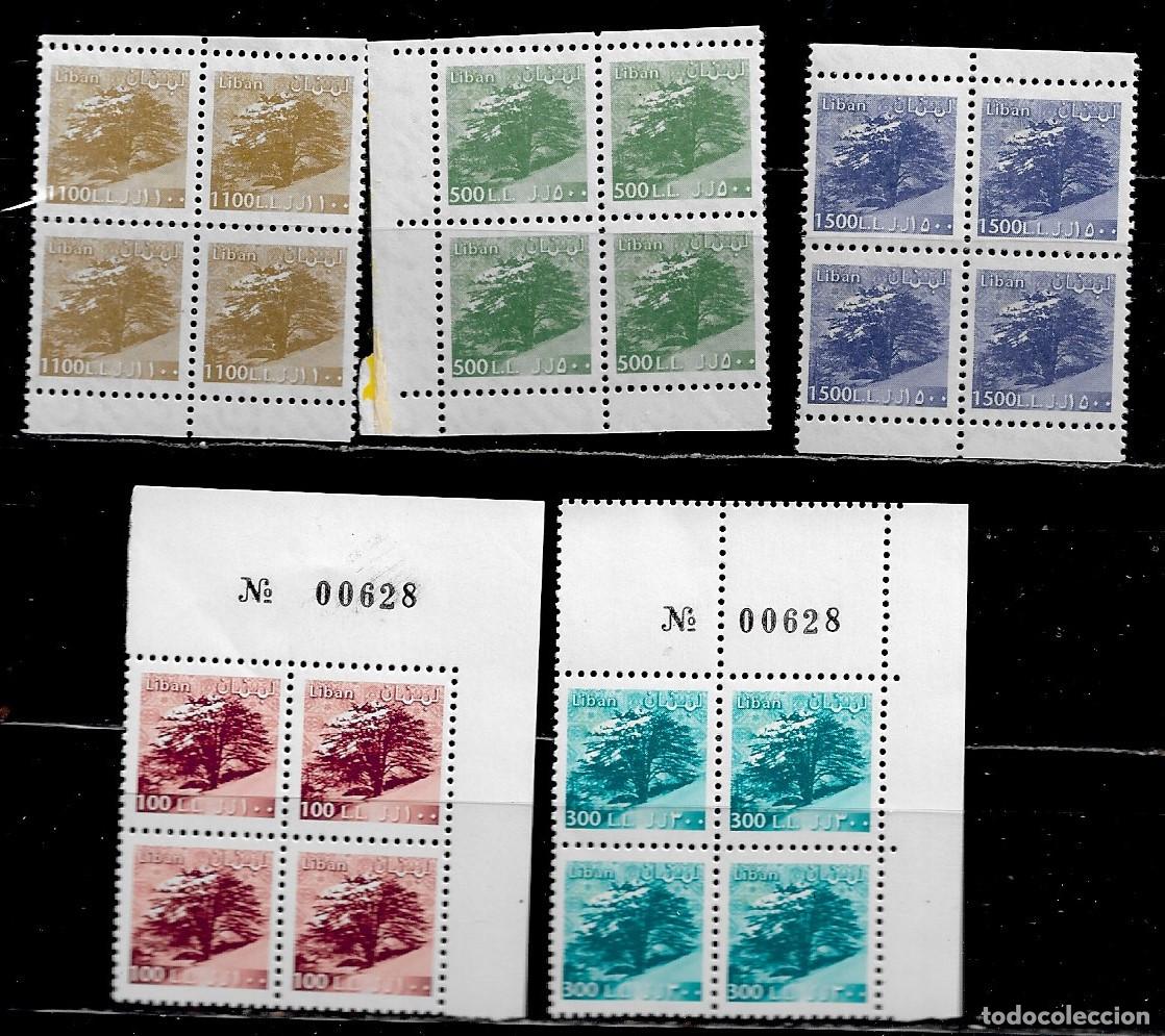 Sellos: LIBANO 1999, SELLOS DE SERIE BASICA EN BLOQUE DE CUATRO. MNH.