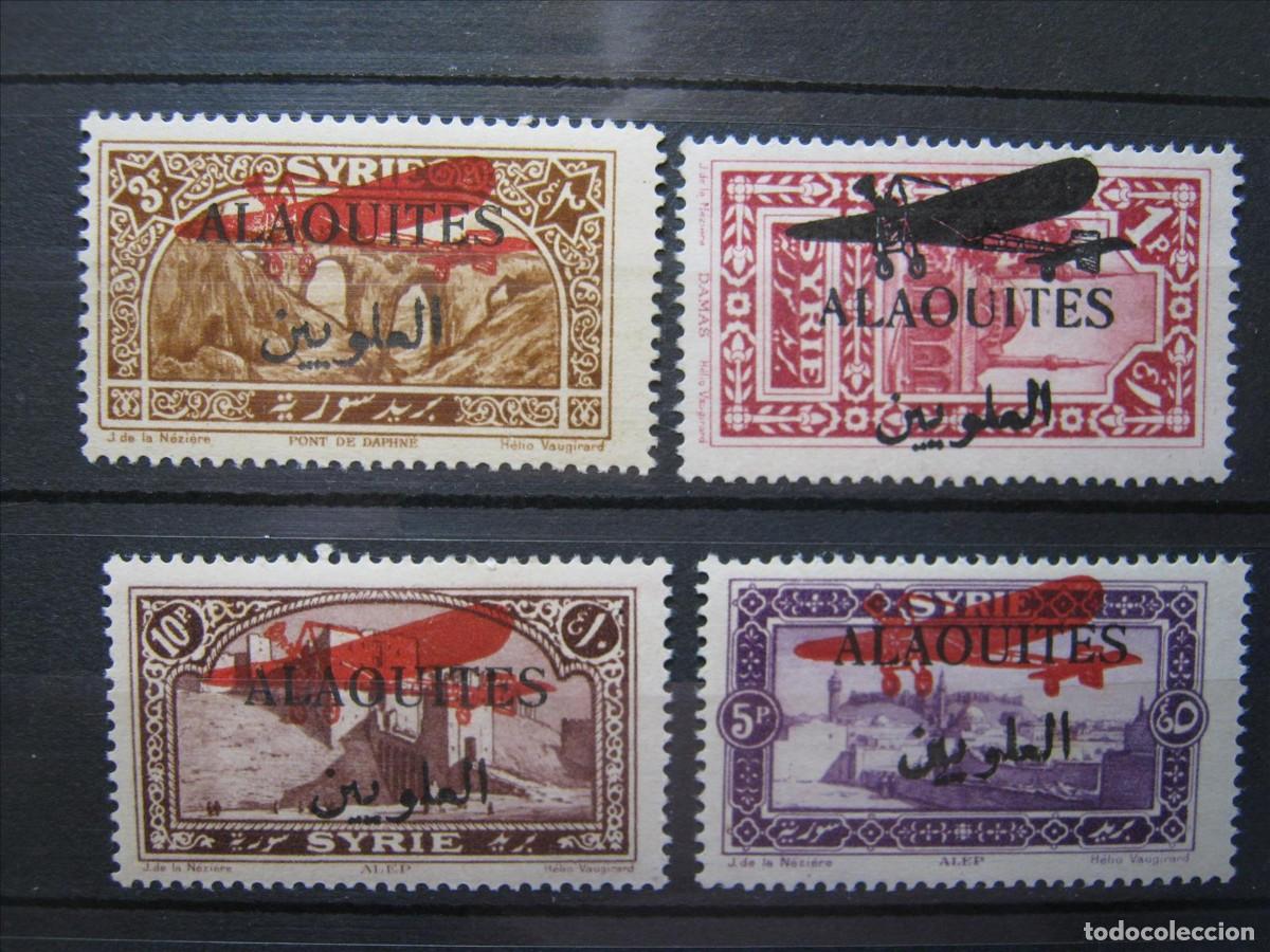 Briefmarken: ALAOUITES COLONIA FRANCESA 3 SELLOS AVI&Oacute;N A&Eacute;REOS MNH** Y 1 MH* LUJO.