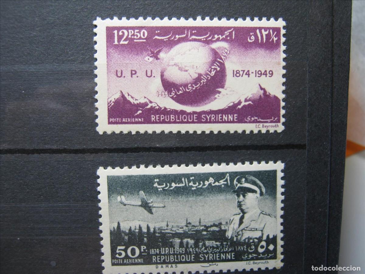 Sellos: SIRIA 1949 CORREO A&Eacute;REO SERIE SC 154/155 MNH** Y LH* LUJO.