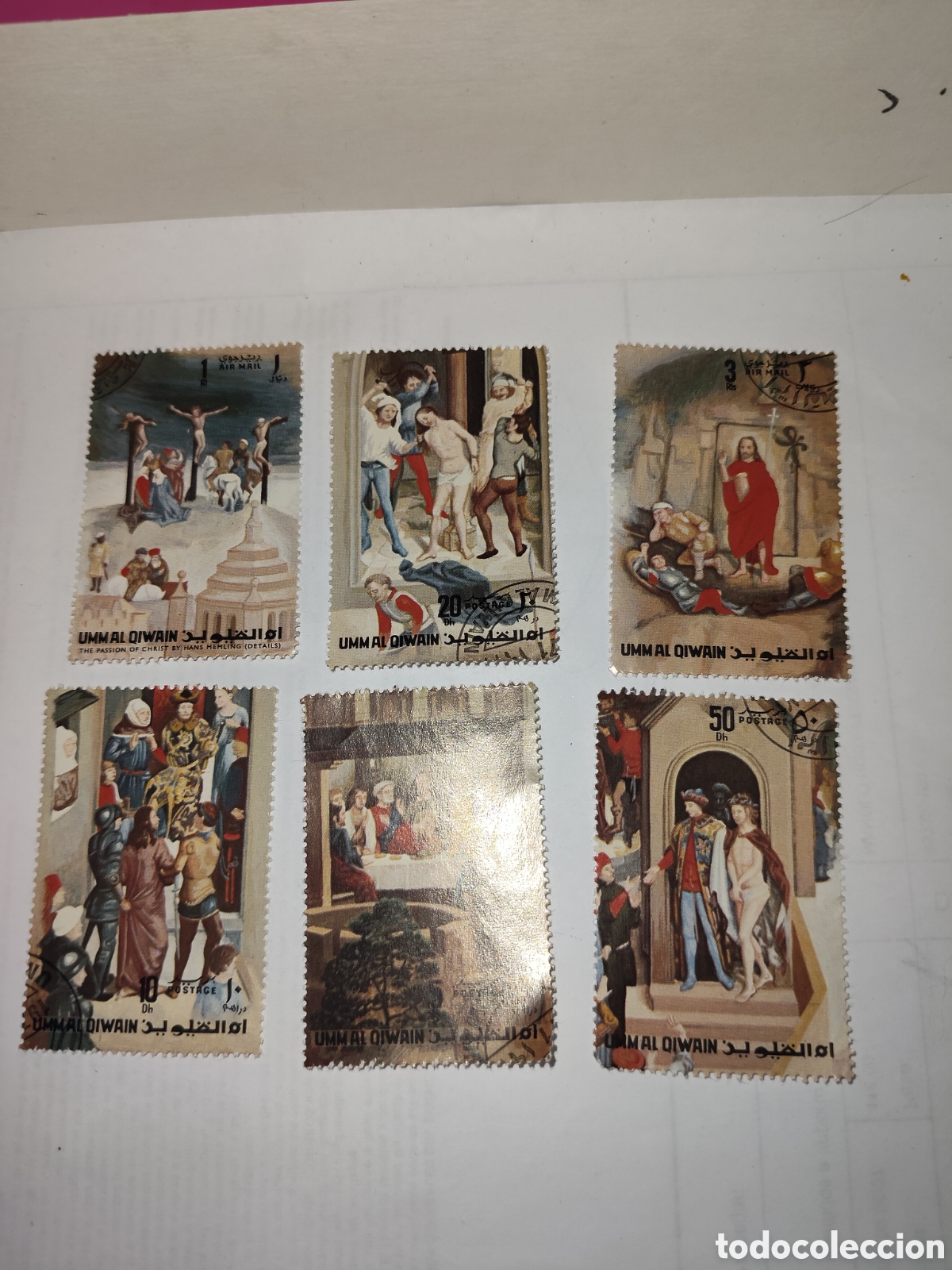 Sellos: 6 sellos de Umm Al Quiwain(Emiratos &Aacute;rabes) Pasi&oacute;n de Cristo 1971