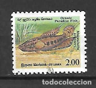 Sellos: Peces: pez del para&iacute;so de Sri Lanka, sello a&ntilde;o 1990