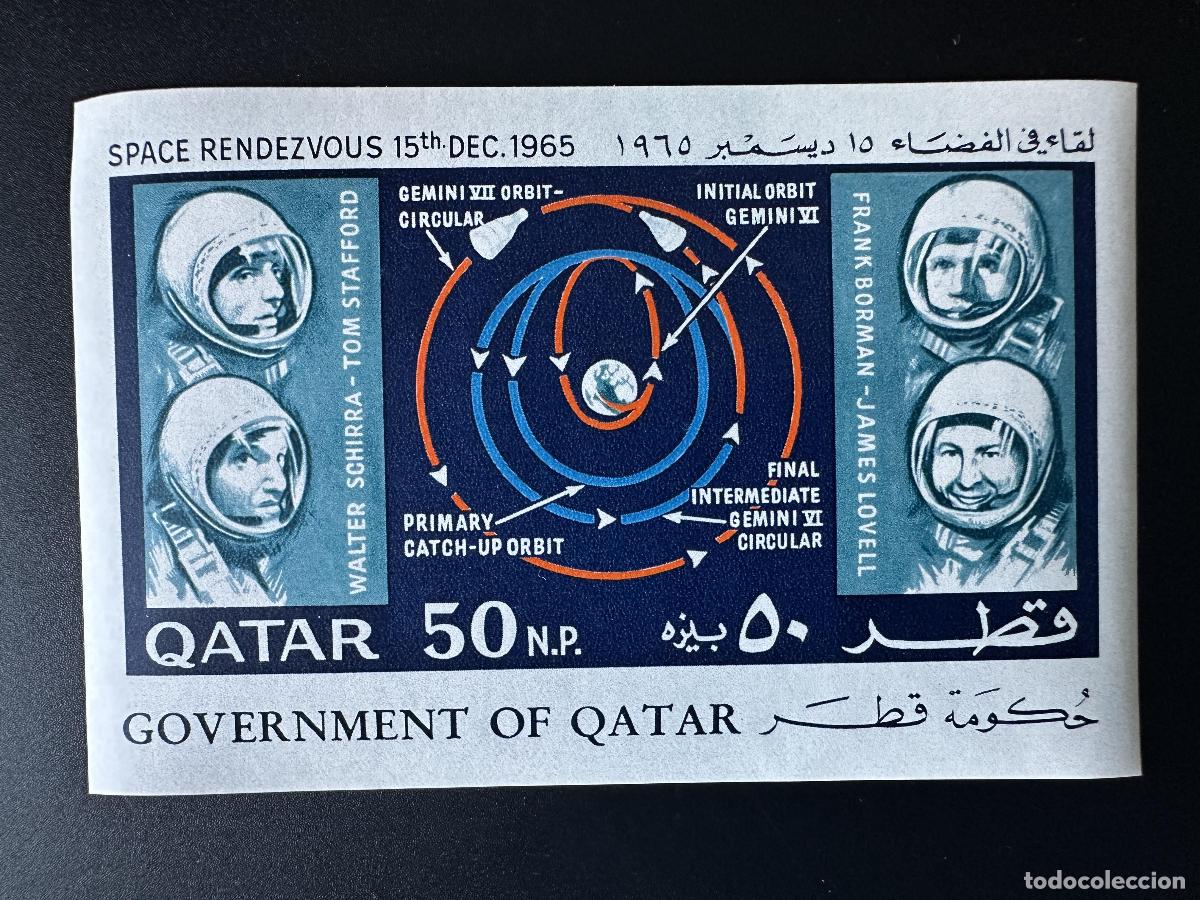 Sellos: Catar 1966 Mi. Misi&oacute;n espacial de cosmonautas Gemini Bl. 8 ND Rendezvous Space