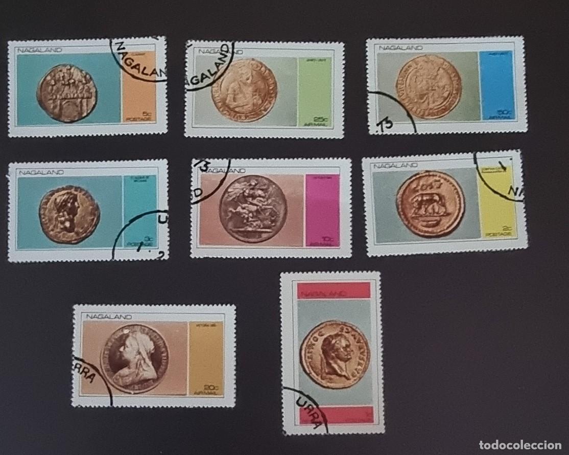 Selos: 8 SELLOS USADOS NAGALAND 1973 MONEDAS ANTIGUAS NUMISMATICA