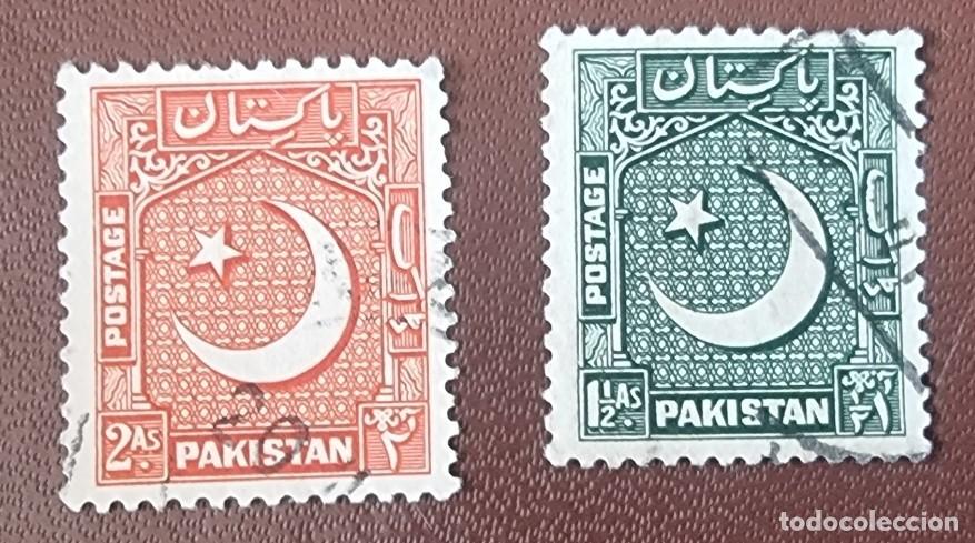 Timbres: 2 SELLOS USADOS PAKISTAN 1952. ESTRELLA Y LUNA