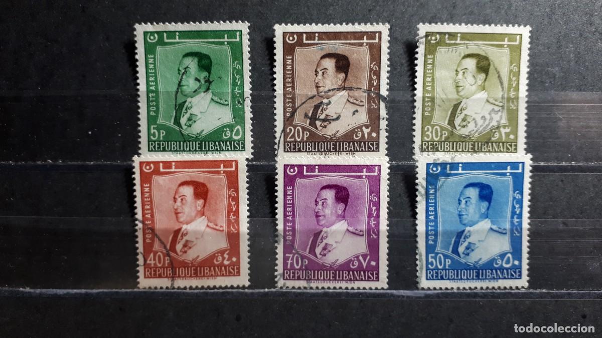 Sellos: L&Iacute;BANO . A&Ntilde;O 1960. &deg;. YVERT A&eacute;reo 182, 185/9