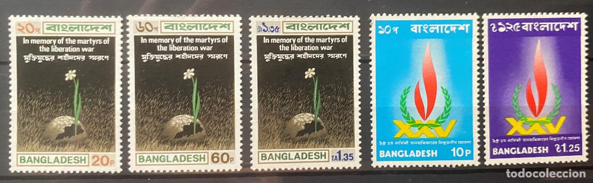 Sellos: Bangladesh 1973 Mi 19-21, 36-37 MNH