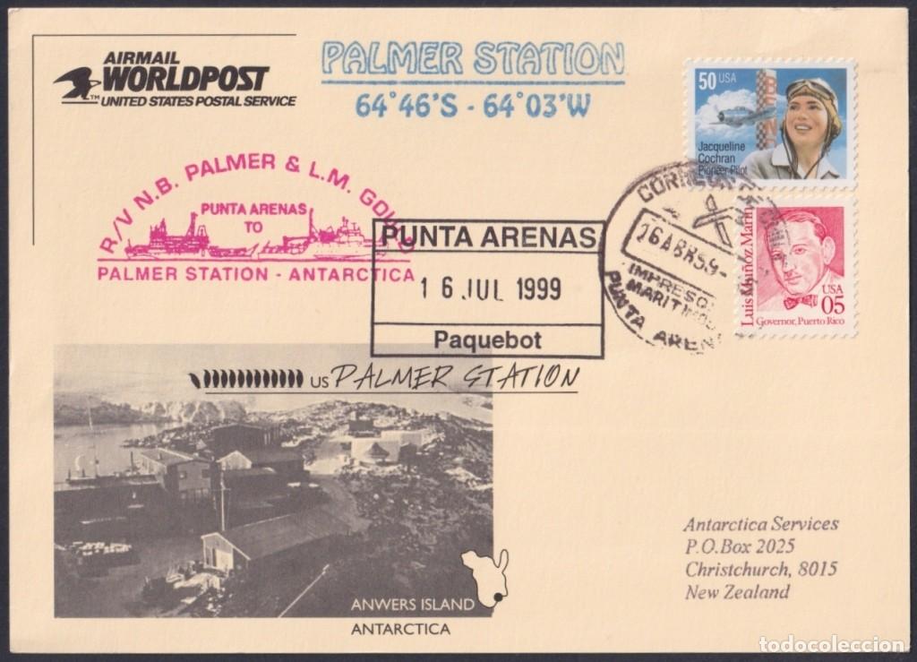 Sellos: F-EX64175 USA 1999 PALMER ANTARCTIC STATION PUNTA ARENAS TO NEW ZEALAND.