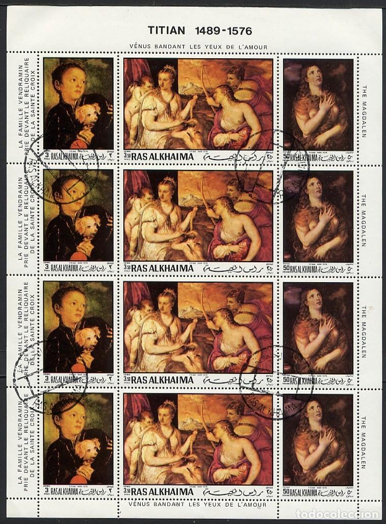 Sellos: RAS AL-KHAIMAH 1970 SHEET USED MNH TITIAN VECELLI ART PAINTINGS ARTE PINTURAS