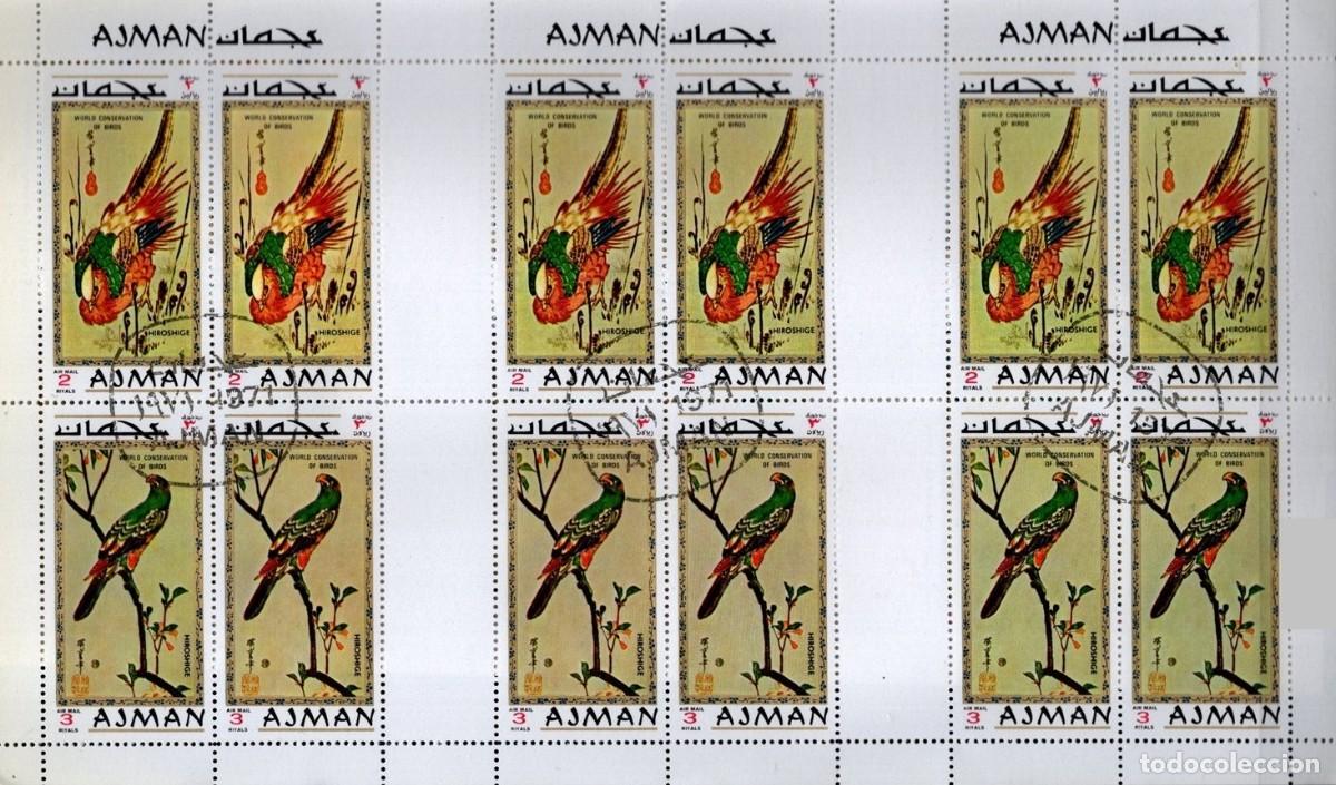 Sellos: AJMAN 1971 SHEET USED MNH CONSERVACION MUNDIAL DE LAS AVES WORLD CONSERVATION OF BIRDS OISEAUX