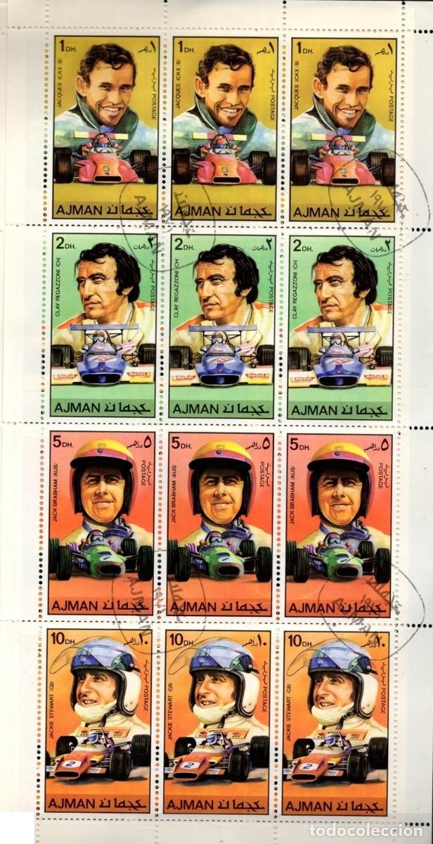 Sellos: AJMAN 1971 SHEET USED MNH FORMULA 1 PILOTOS COCHES DE CARRERAS RACING CARS DRIVERS DEPORTES SPORTS