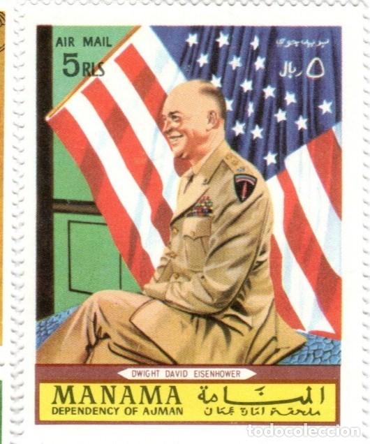 Sellos: Manama. Ajman. Eisenhower. 1969. YT-No listado. Nuevo Matasello de Cortes&iacute;a.
