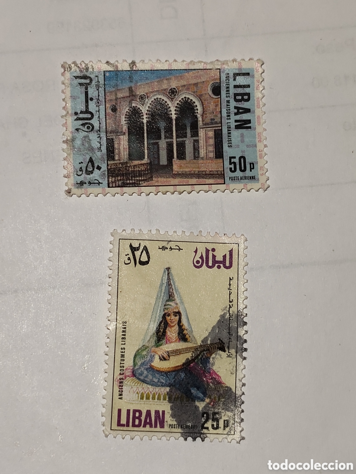 Sellos: 2 sellos antiguos del L&iacute;bano 1973