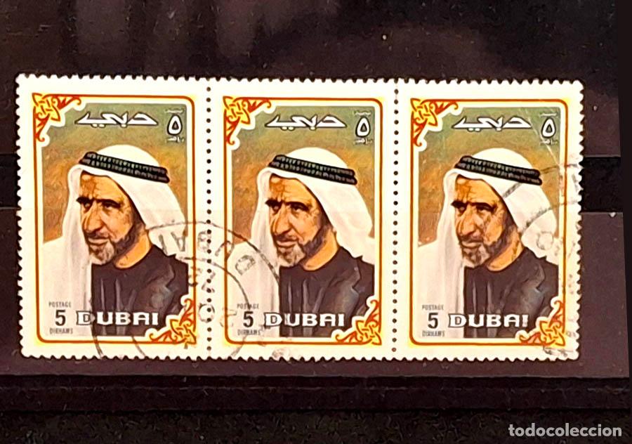 Stamps: Bloque de 3 sellos de Dub&aacute;i - Rashid bin Saeed Al Maktoum