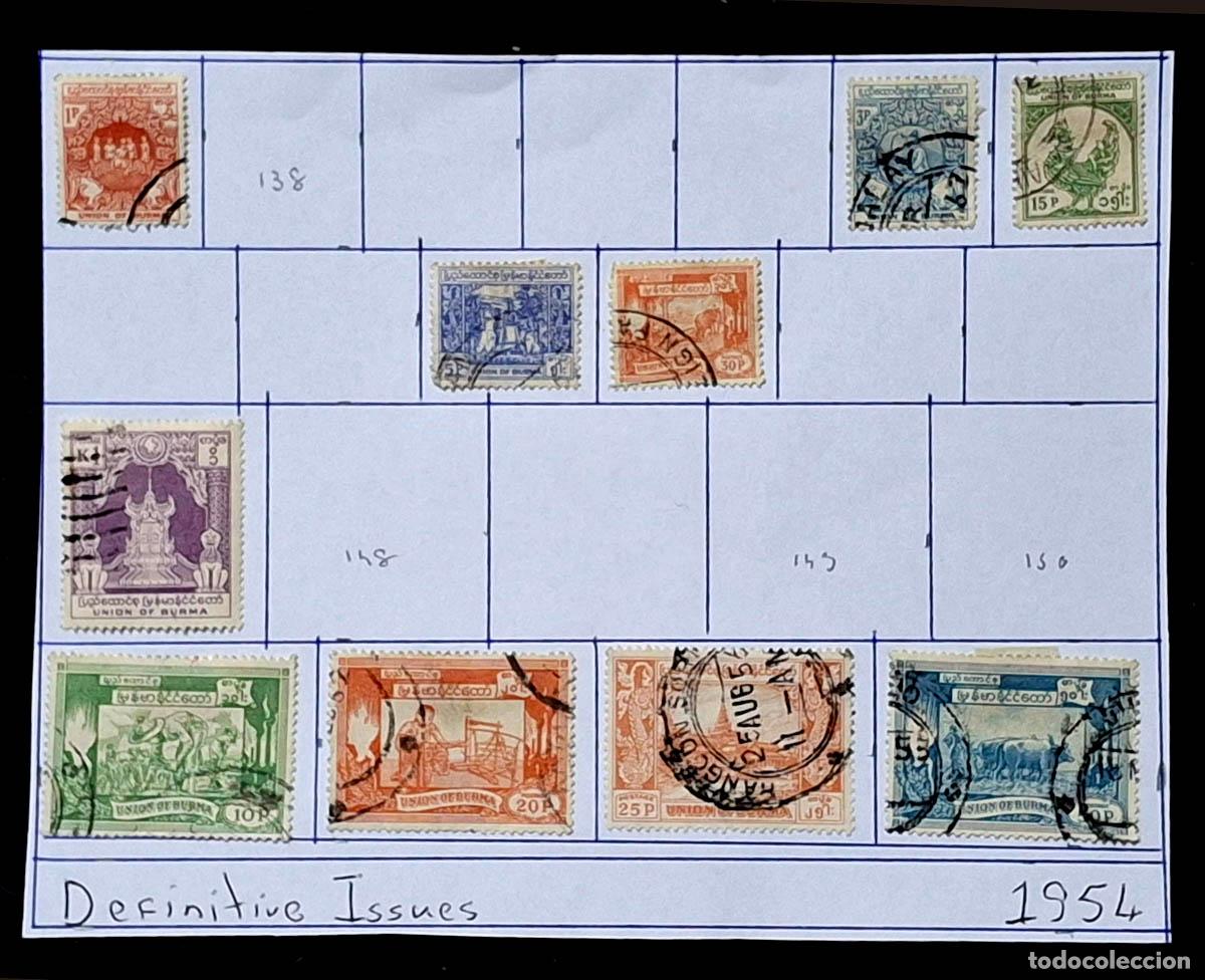 Sellos: 1954, 10 sellos de Burma - Birmania