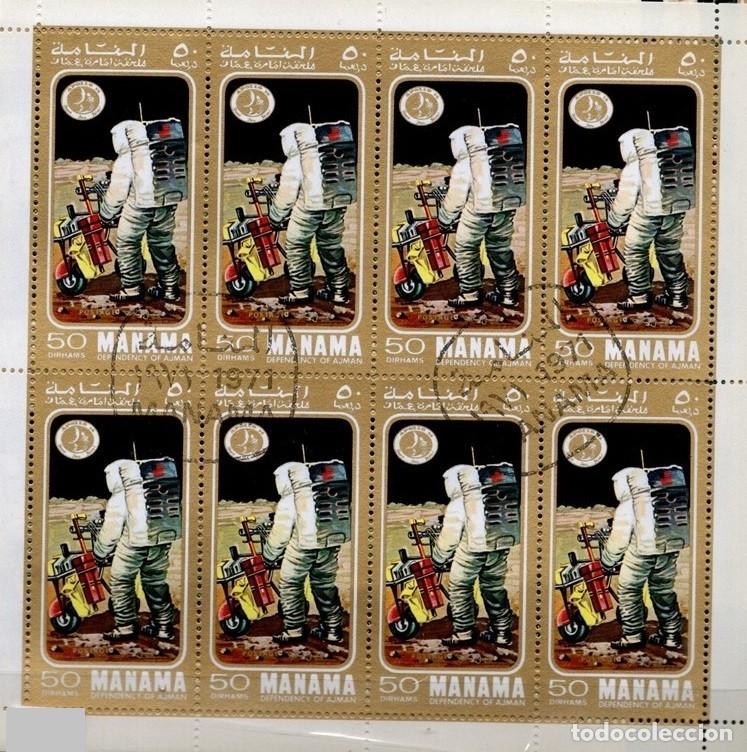 Sellos: MANAMA 1971 SHEET USED MNH APOLLO EXPLORACION ESPACIAL SPACE EXPLORATION SPATIAL ESPACIO ESPACE