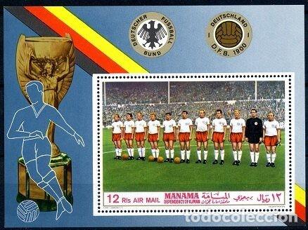 Sellos: MANAMA 1969 SHEET MNH SELECCION ALEMANA DE FUTBOL CAMPEONES DEL DEPORTE FOOTBALL DEPORTES SPORTS