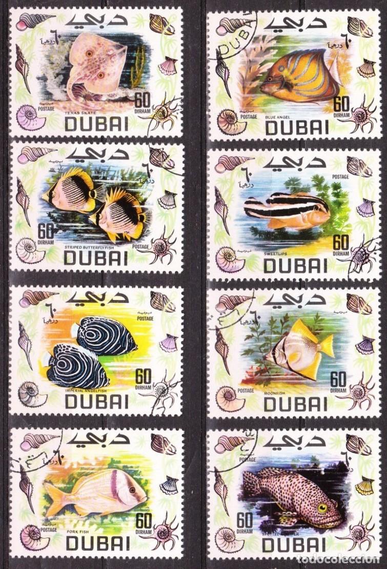 Sellos: DUBAI 1969 SERIE 8 STAMPS USED MNH FAUNA MARINA FISHES POISSONS PEIXES PECES PESCE MARINE LIFE