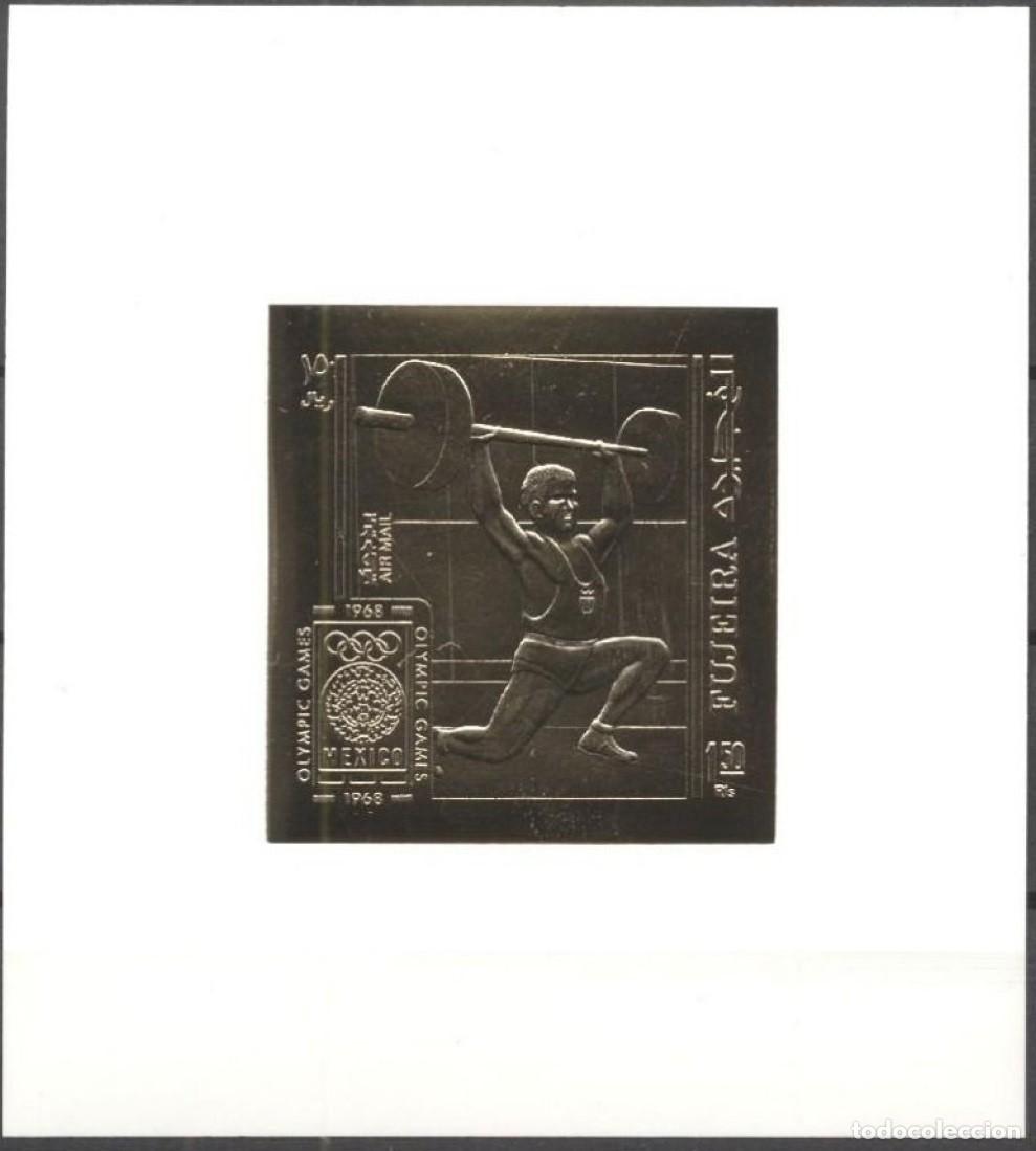 Sellos: FUJEIRA 1968 SHEET MNH GOLD MEXICO JUEGOS OLIMPICOS OLYMPIC GAMES JEUX OLYMPIQUES DEPORTES SPORTS
