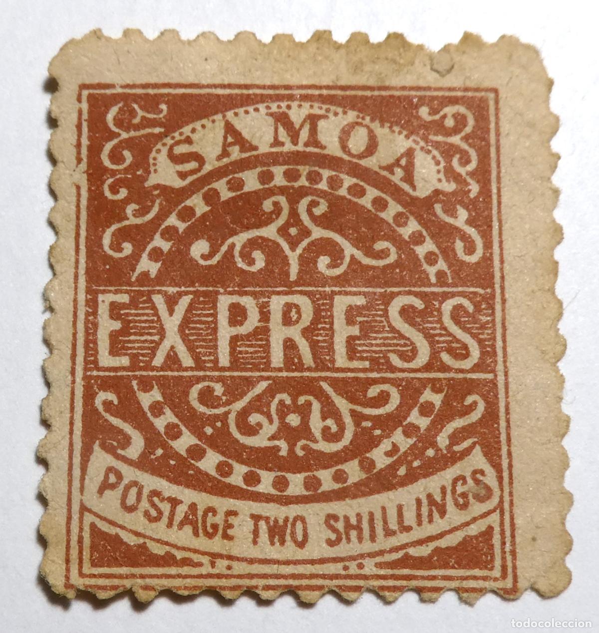 Sellos: Sello postal Samoa Express de dos chelines (Two Shillings) 1880