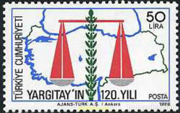 Sellos: 173532 MNH TURQUIA 1988 120 ANIVERSARIO DE LA CORTE DE CASACION