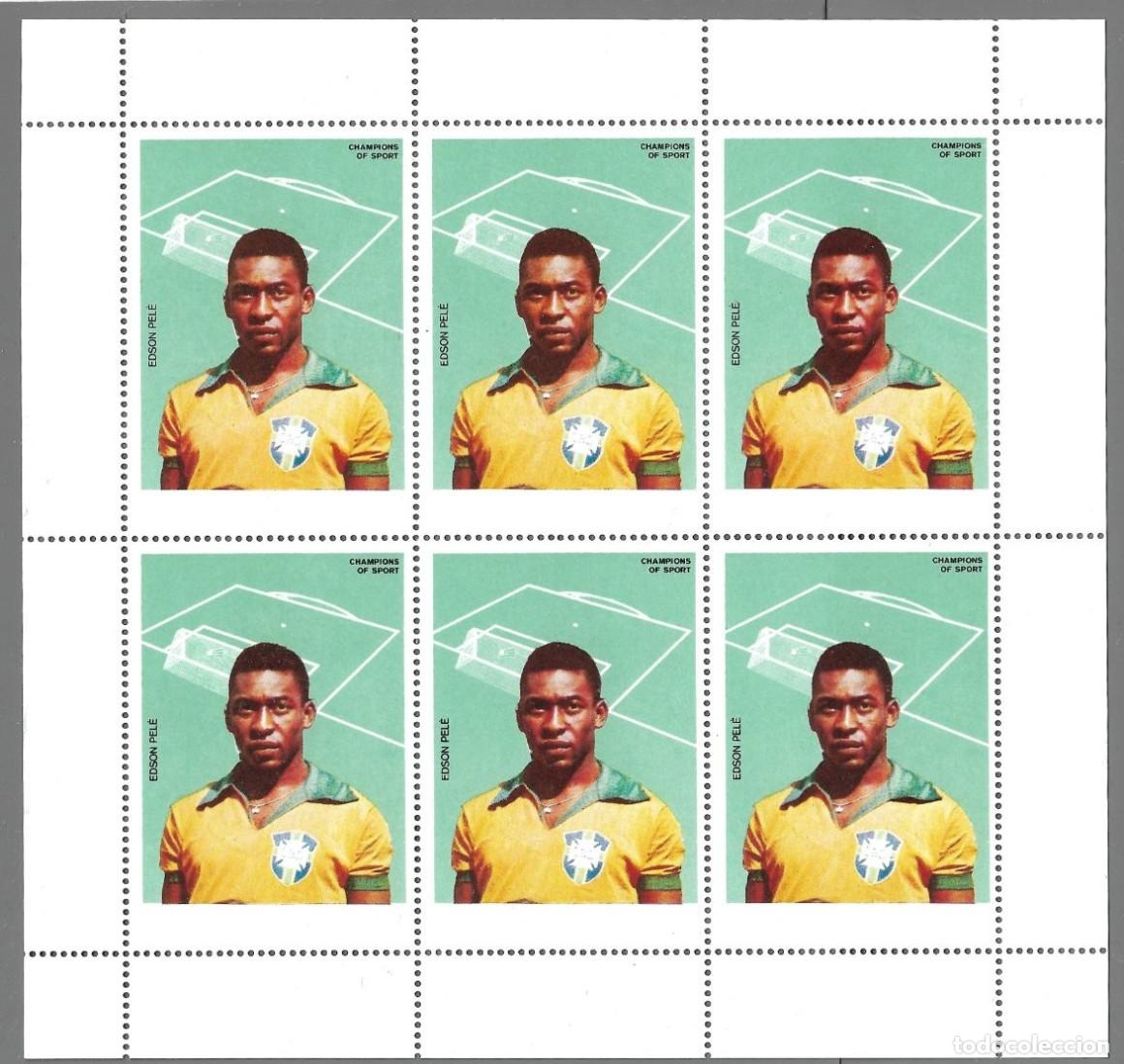 Sellos: AJMAN 1968 SHEET MNH PROOF PELE CAMPEONES DEL DEPORTE FUTBOL FOOTBALL SOCCER SPORTS DEPORTES