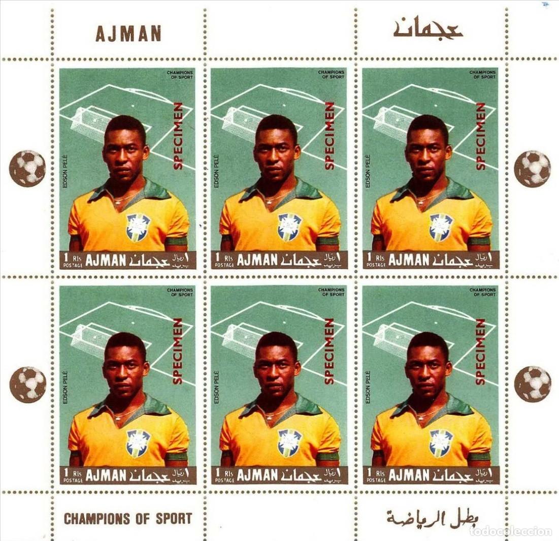 Sellos: AJMAN 1968 SHEET MNH SPECIMEN PELE CAMPEONES DEL DEPORTE FUTBOL FOOTBALL SOCCER SPORTS DEPORTES
