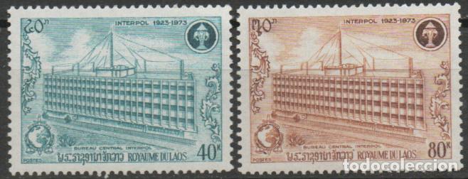 Sellos: LAOS IVERT N&ordm; 259/60, 50 ANIVERSARIO DE LA INTERPOL, NUEVO ** SERIE COMPLETA - POLICIA