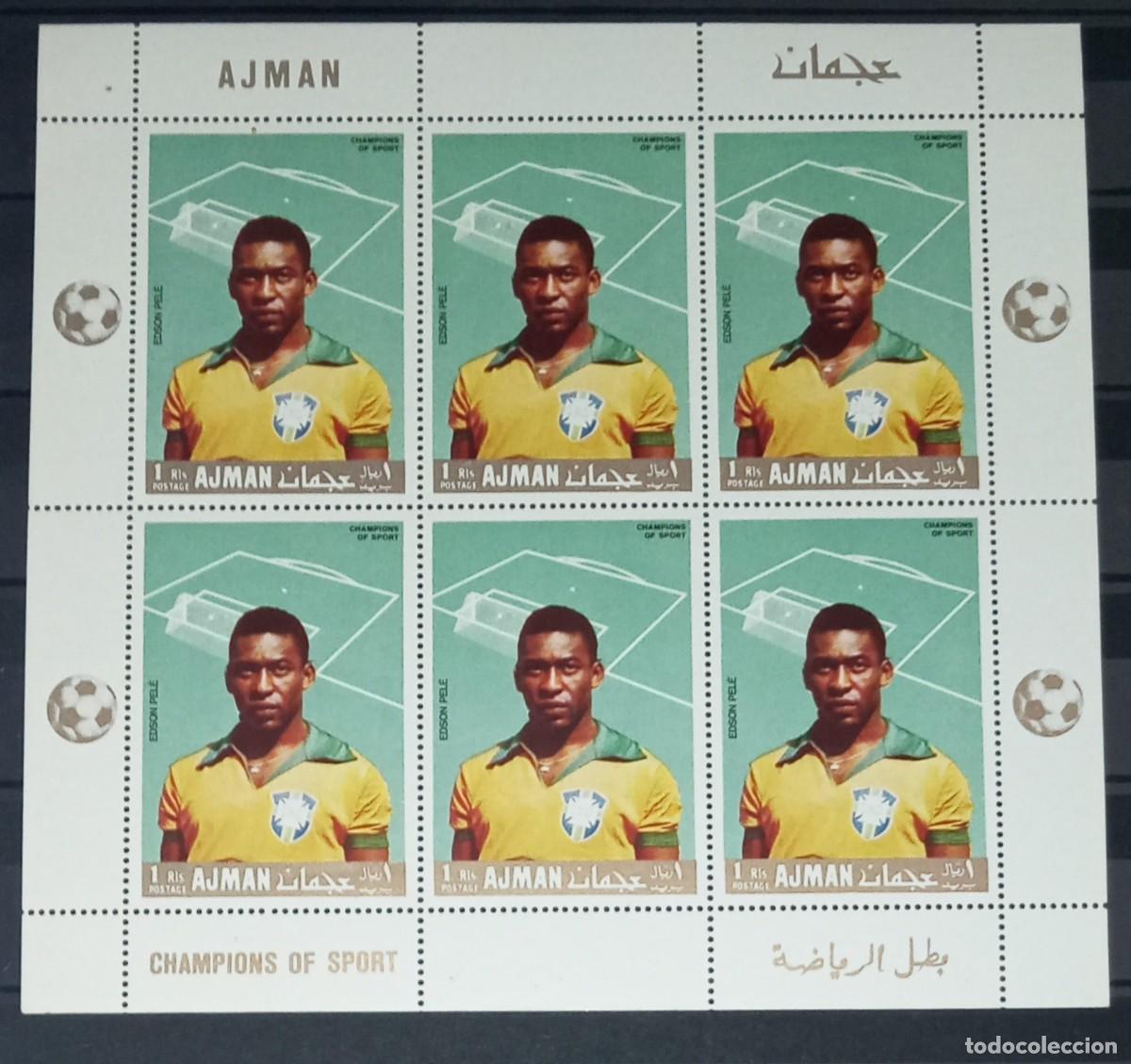 Sellos: AJMAN 1968 SHEET MNH PELE CAMPEONES DEL DEPORTE FUTBOL FOOTBALL SOCCER SPORTS DEPORTES