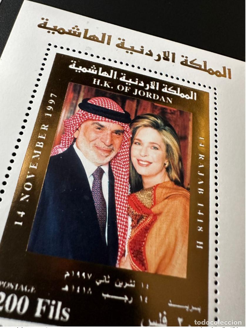 Sellos: Jordania 1997 Mi. Bl. 84 ORO RARO S/S desconocido No figura en la lista Cumplea&ntilde;os de Hussein II
