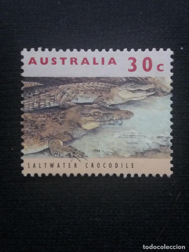 Sellos: POSTAGE AUSTRALIA, 30C, COCODRILOS, 1994.. - Foto 1