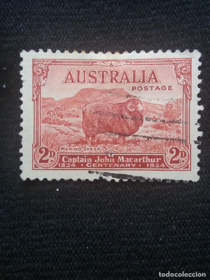 Sellos: AUSTRALIA, 2 D, MACARTHUR DARK, A&Ntilde;O 1934.. - Foto 1