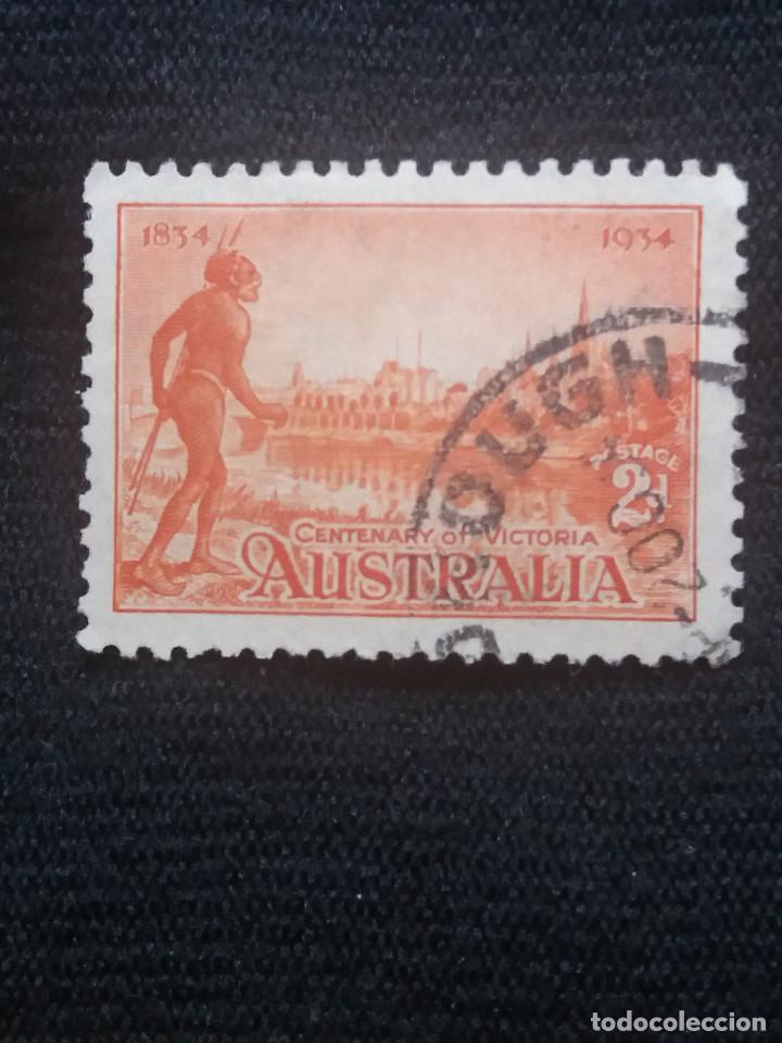Sellos: AUSTRALIA, 2 D, TRIBESMAN, A&Ntilde;O 1934.. - Foto 1