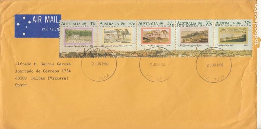 Sellos: CORREO AEREO: AUSTRALIA 1989 - Foto 1