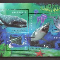 Sellos: AUSTRALIA 1998 SHEET MNH FAUNA MARINA TIBURONES SHARKS BALLENAS WHALES DELFINES DOLPHINS PECES PESCI. Lote 363758900