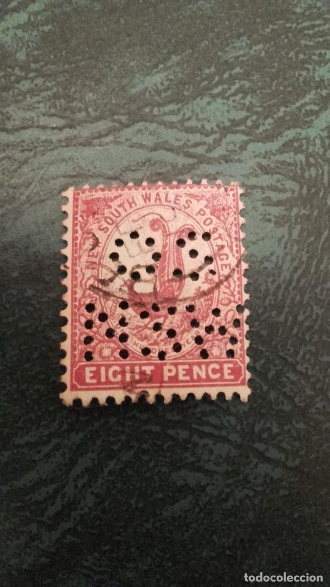 Timbres: Stamps ; rareTimbre AUSTRALIE NEW SOUTH WALES , p&egrave;rfor&egrave; et sign&egrave; en bas au coin