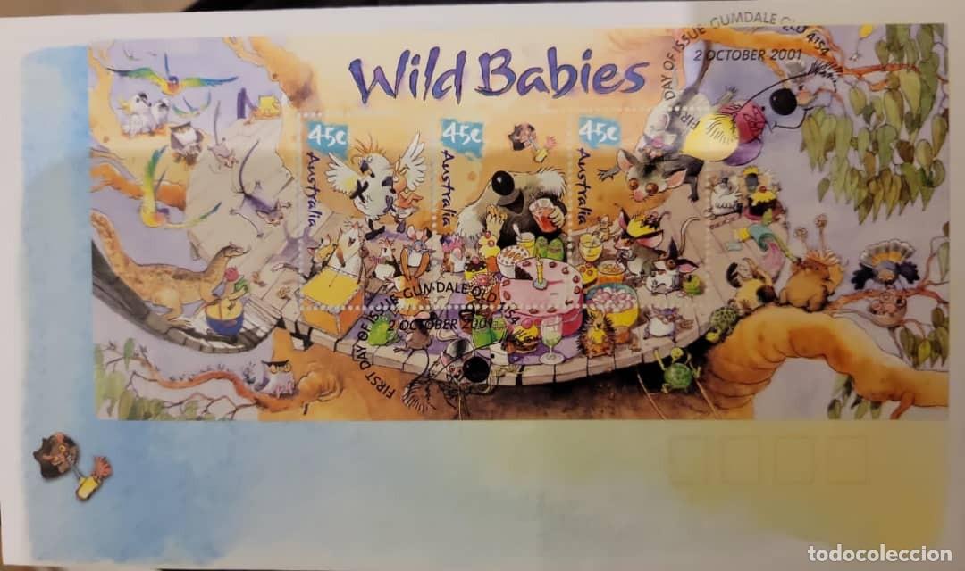 Sellos: SD)2001. AUSTRALIA. CARTOON. WILD BABIES. FDC - Foto 1