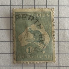 Sellos: SELLO Nº10 AUSTRALIA 1913 MAPA DE AUSTRALIA Y CANGURO VERDE AZULADO 1 SHILLING