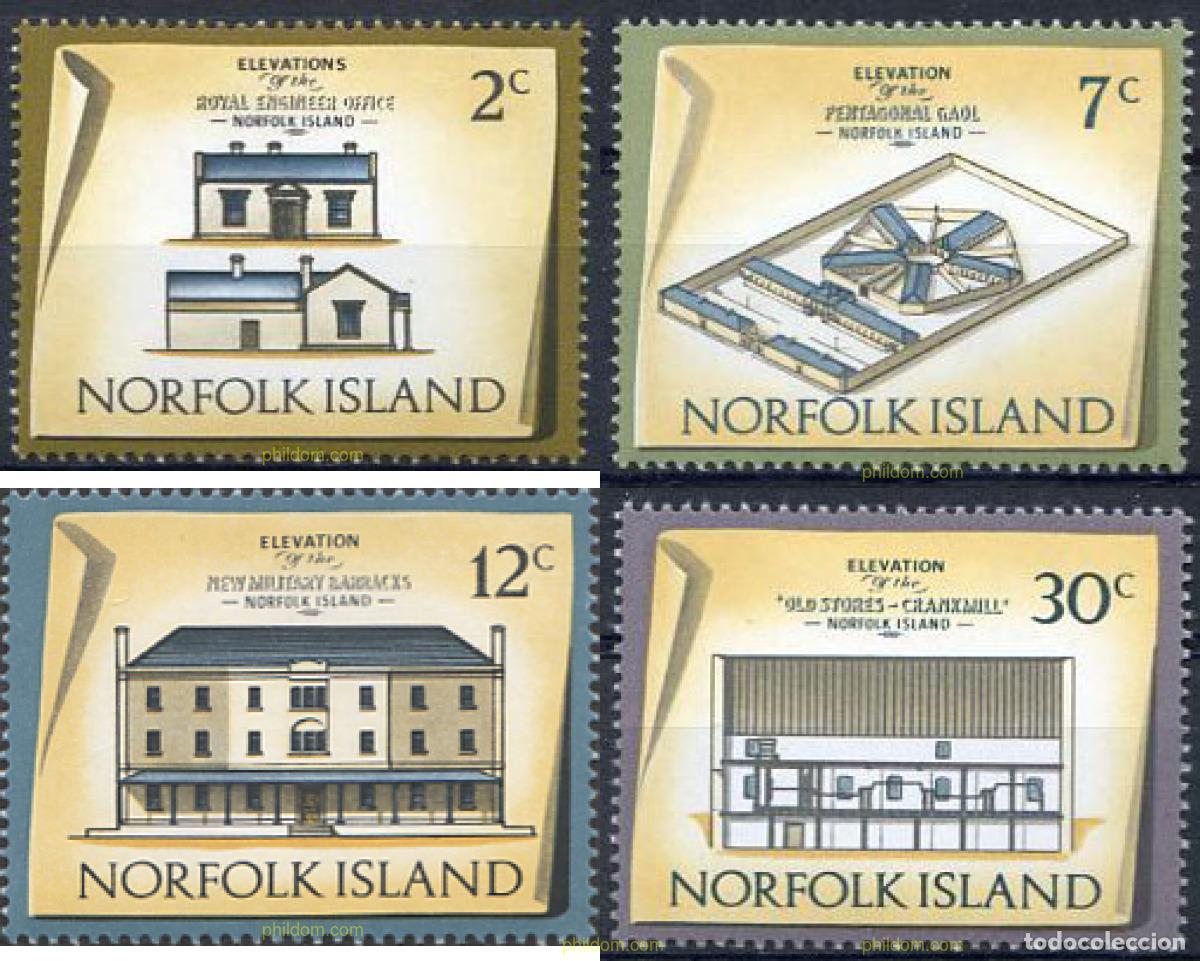Sellos: 348209 MNH NORFOLK 1973 EDIFICIOS HISTORICOS - Foto 1