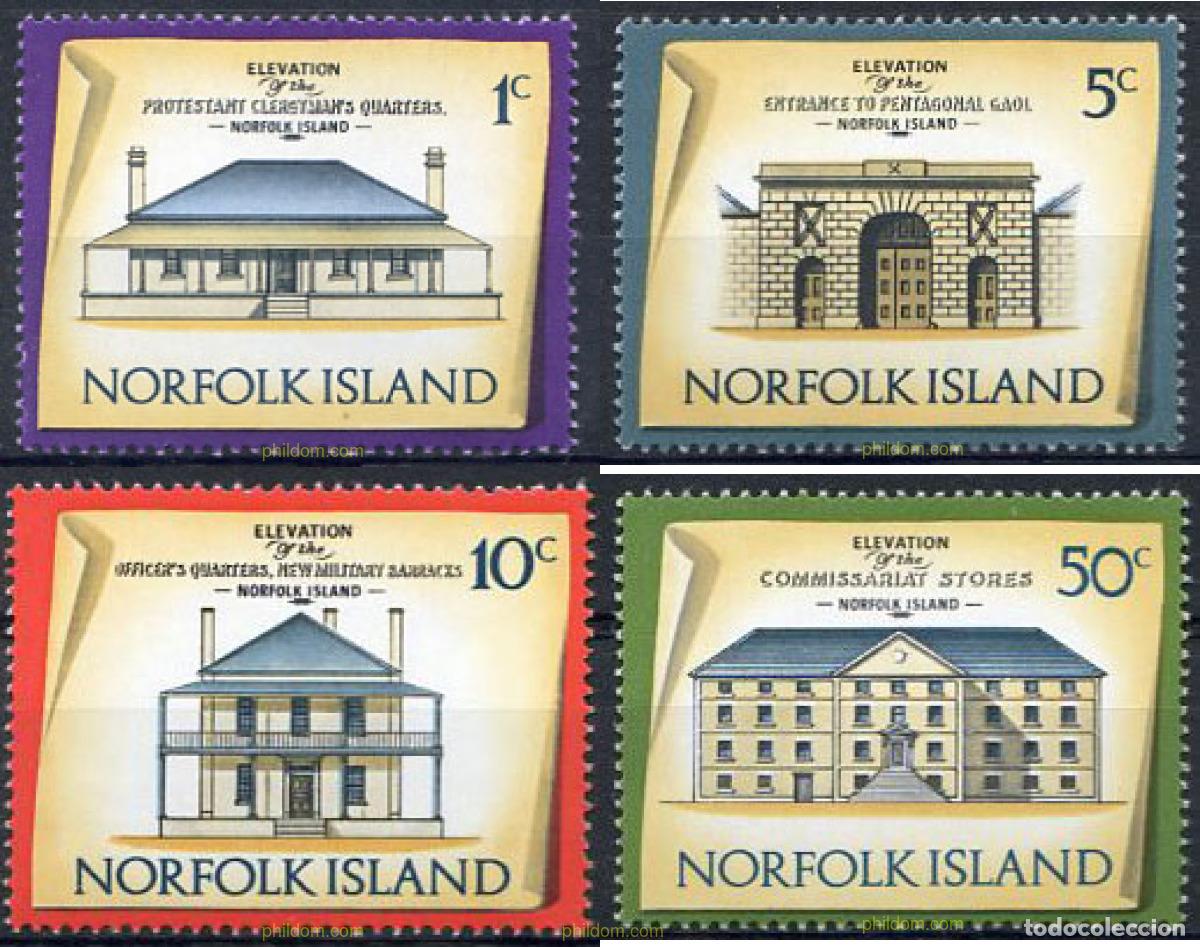 Sellos: 348208 MNH NORFOLK 1973 EDIFICIOS HISTORICOS - Foto 1