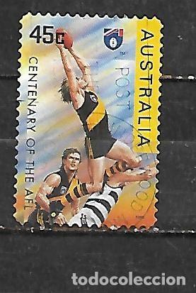 Sellos: 1996: Centenario de la liga nacional de f&uacute;tbol australiano - Richmond (usado) autoadhesivo