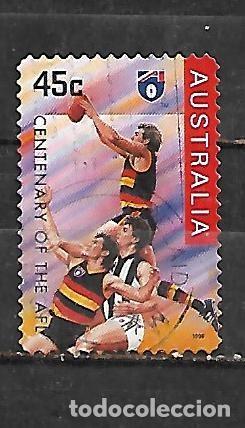 Sellos: 1996: Centenario de la liga nacional de f&uacute;tbol australiano - Adelaide (usado) autoadhesivo