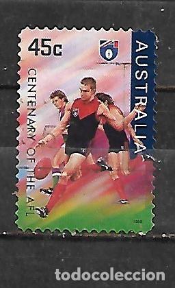 Sellos: 1996: Centenario de la liga nacional de f&uacute;tbol australiano - Melbourne (usado) autoadhesivo