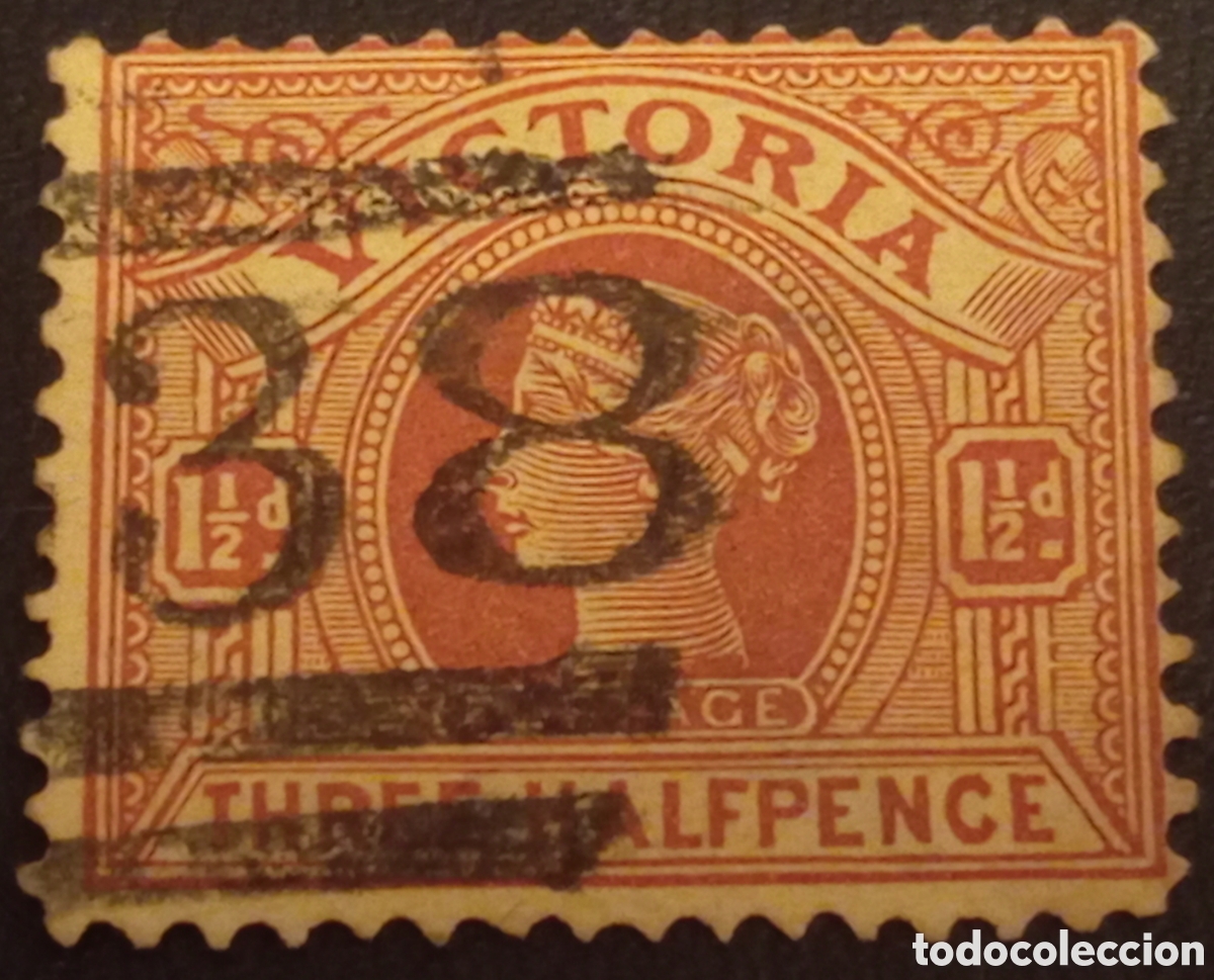 Sellos: Sello Victoria Australia 1901 - 1&frac12;d Rojo Reina Victoria (Scott #195 / SG #386