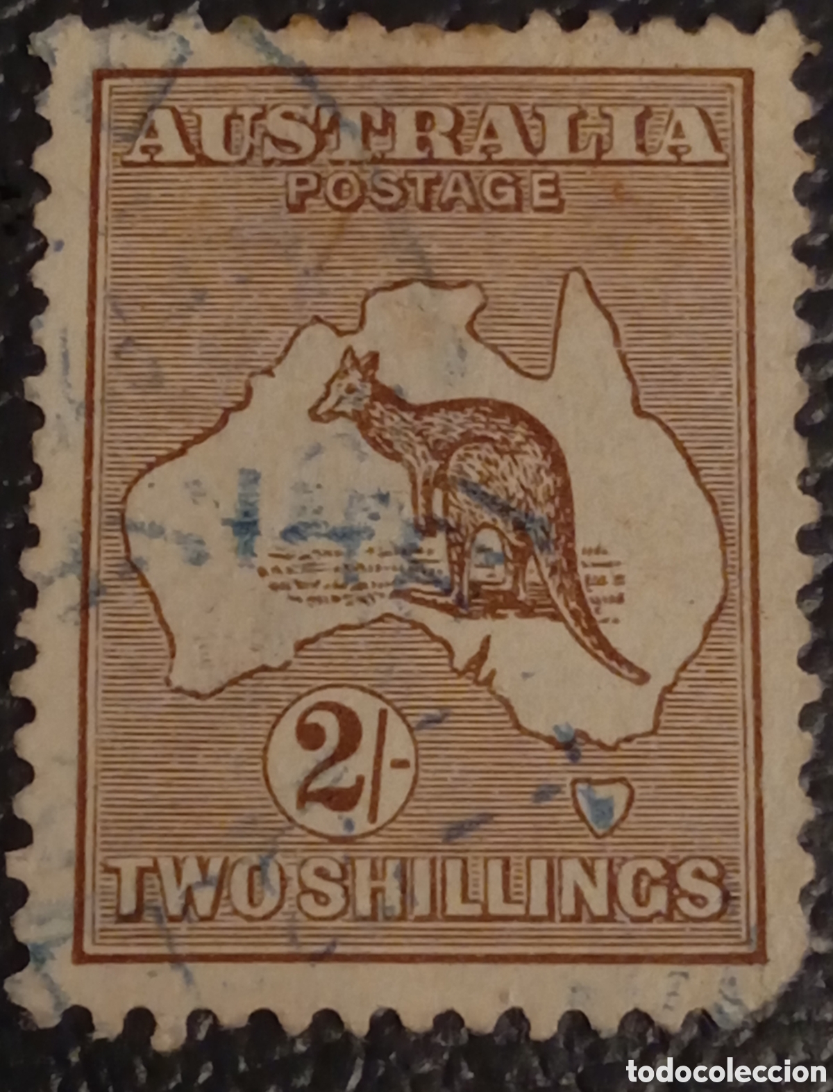 Sellos: Australia 1913 - Sello Canguro y Mapa 2 Shillings - Usado - SG 12 / Scott 11