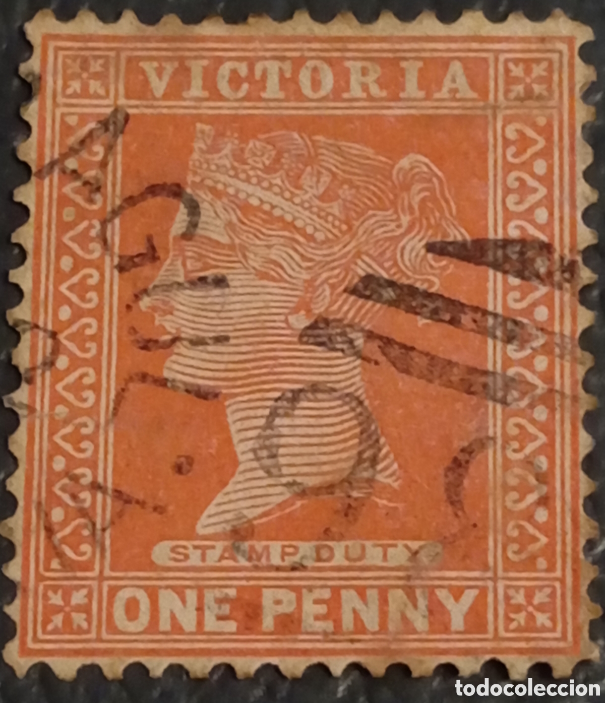 Sellos: Sello Victoria (Australia) 1890-99 - 1d Naranja &rdquo;Stamp Duty&rdquo; - Scott #180 Usado