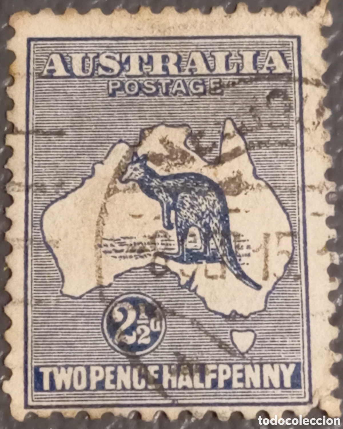 Sellos: Australia 1913 - Sello Canguro y Mapa 2&frac12;d Azul - Scott #4&rdquo;
